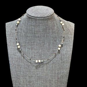 Vintage Floating Faux Pearl Gray and White Necklace 3-n-1 Strand 12 Inch